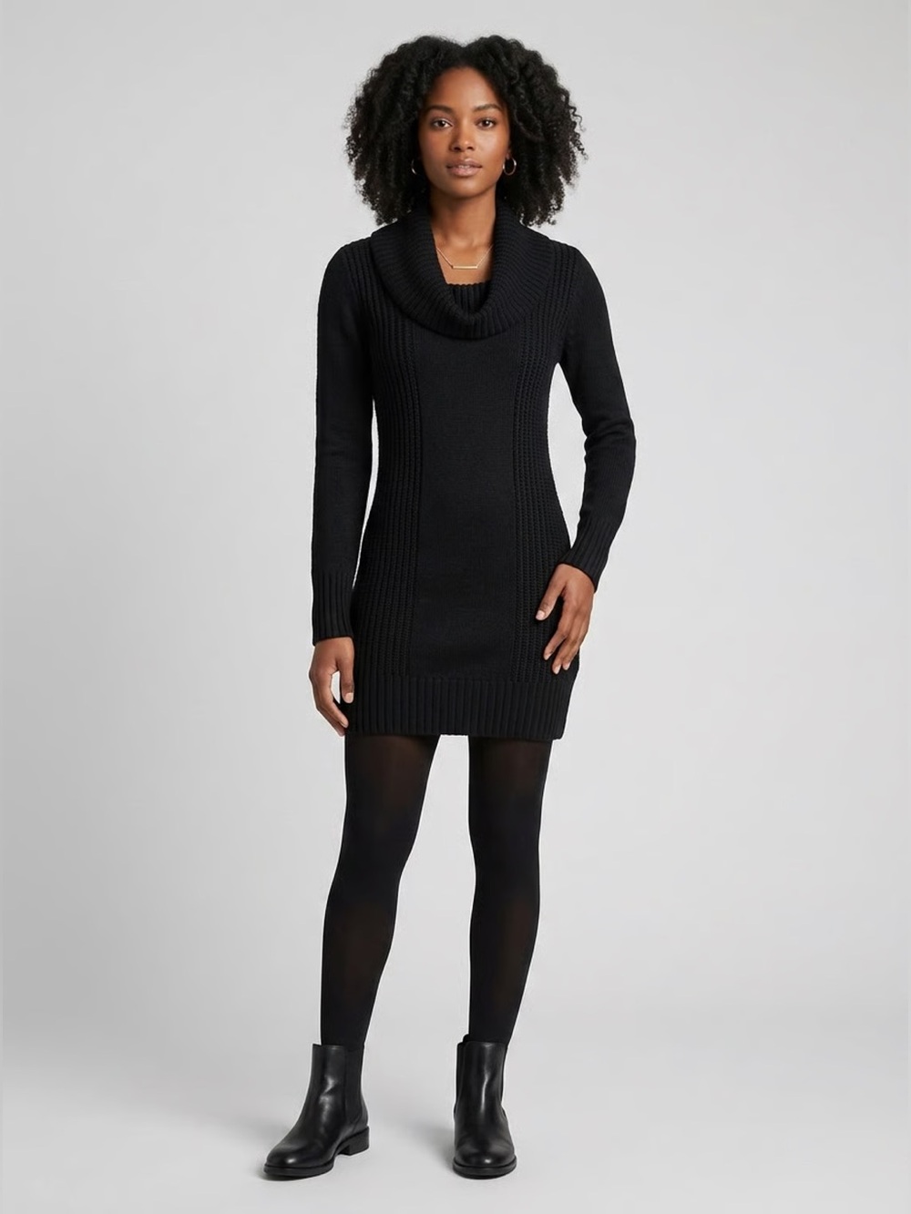 DIVIDED | Black Cowl Neck Mini Sweater Dress Sz EU 40